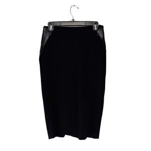 DANIER Office Stretch Pencil Back Slit Black MIDI Below Knees Pockets Skirt sz 4